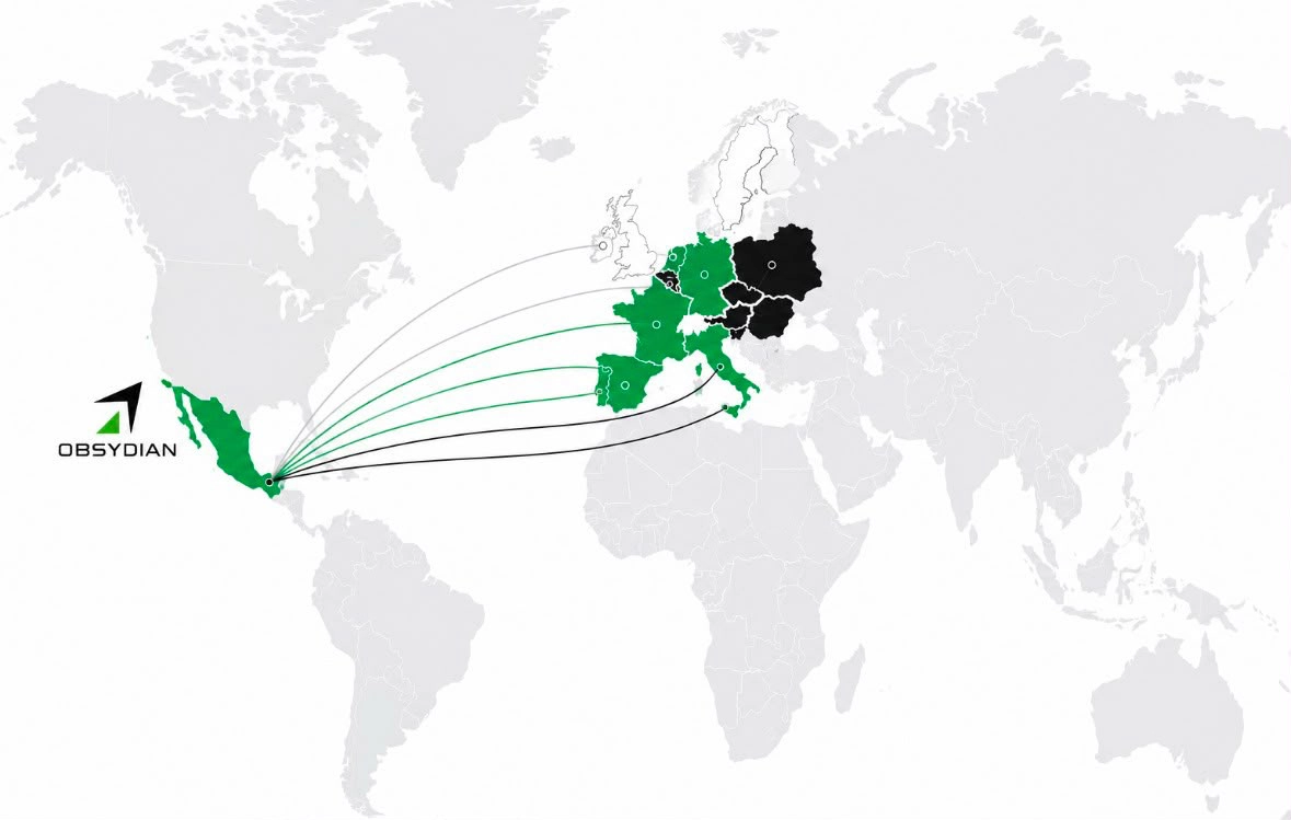 Mapa visual de conexión entre Europa y México